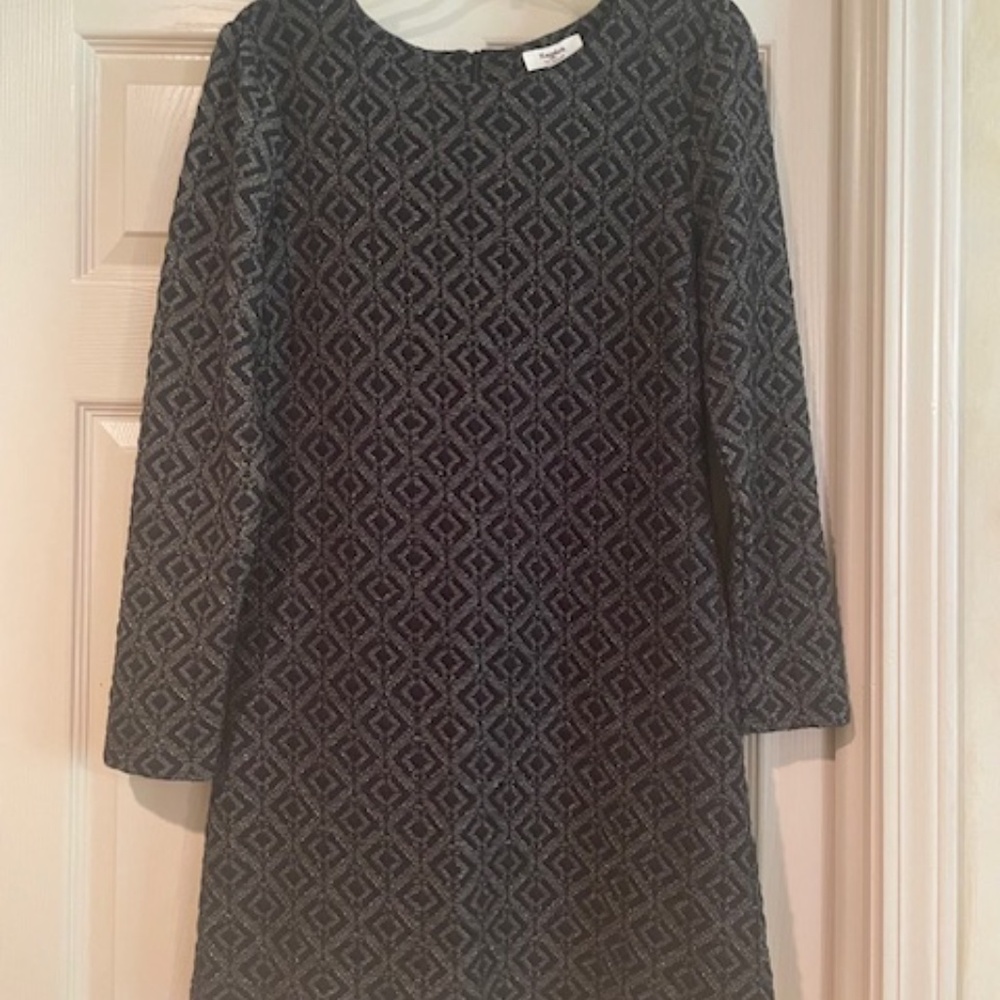 Black Knit mini dress with metallic gold threads Size L